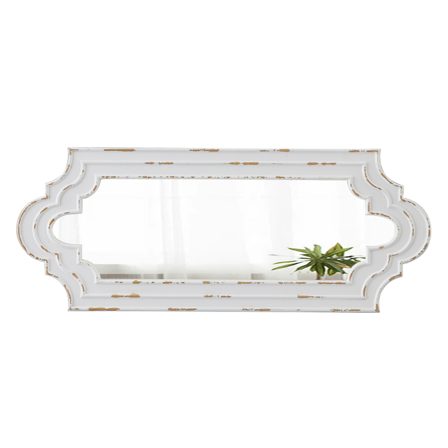 Distressed White Vintage Narrow Mirror 18.1 X 29.9 Inch