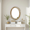 Rustic Oval Mirror 30 x 23 inch, Handmade Distressed White