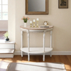 Distressed White Half Moon Console Table, 30" Wood Entryway Table