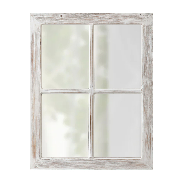 Farmhouse Window Pane Mirror, Washed White, 18 X 23 Inch