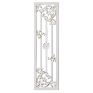 Vintage Wood Wall Panels, Distressed White and Gold, 41 Inch