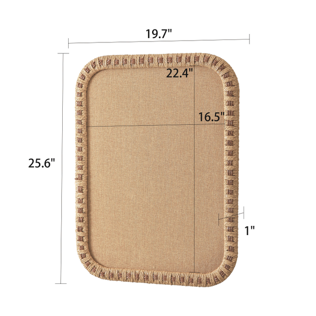 Rattan Framed Bulletin Board, 20x25 Rustic Linen Pin Board for Wall