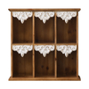 Rustic Floating Wall Shelves with Carved Trim, 6-Cube Storage Display Shelf