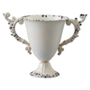Shabby Chic White Urn Vases for Table, Small Metal Flower Vase 8" H