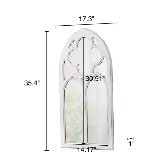 Farmhouse White Arched Window Mirrors for Wall Decor 18 X 36 Inch