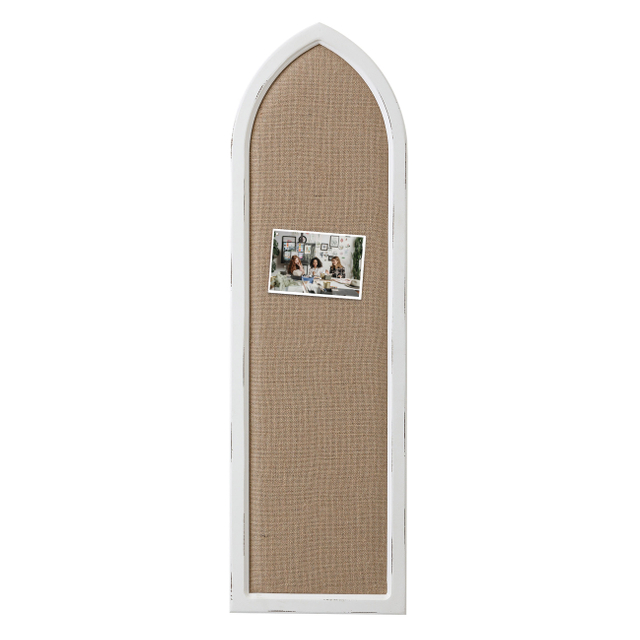  39"x12" Arch White Linen Bulletin Board