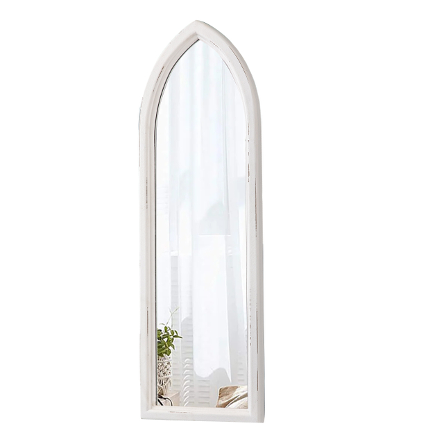 Rustic Arched Long Mirrors for Wall 35 X 12 Inch, Distressed White