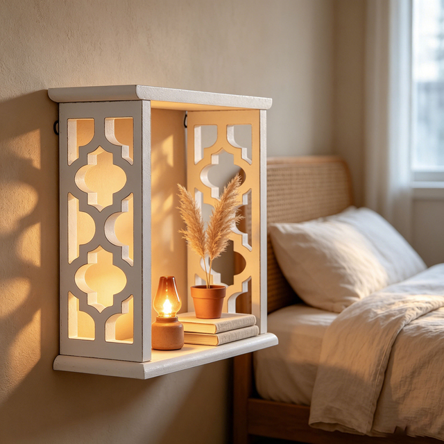 Small Cube Shelf Wall Mount, 12 Inch Floating Wooden Shelves