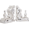 Handmade Distressed White Book Ends for Heavy Books, 1 Pair/2 Pieces