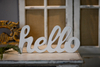 Rustic Wooden Hello Sign for Home Decor 14", Distressed White