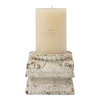 Handmade Distressed White Column Pedestal Stand, Classic Plinth 5"Tall