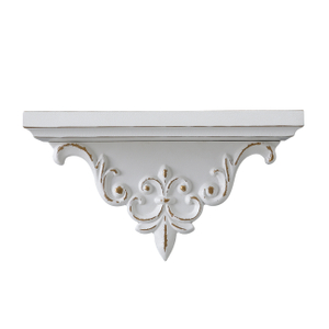 French Wooden Shelf for Wall, 14 Inch Long Floating Shelf | Vintage White Decorative Wall Shelf, Figurines Picture Ledge Shelf, Small Hanging Shelf for Kitchen, Living Room, Bathroom