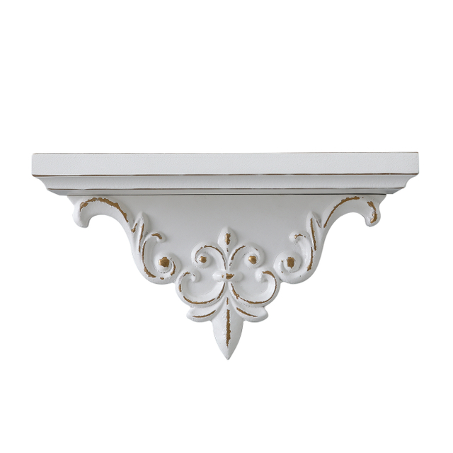 French Wooden Shelf for Wall, 14 Inch Long Floating Shelf | Vintage White Decorative Wall Shelf, Figurines Picture Ledge Shelf, Small Hanging Shelf for Kitchen, Living Room, Bathroom