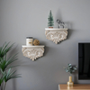 European Floating Wood Shelf, 10 inch Long White Distressed Shelving Wall Mounted for Small Spaces