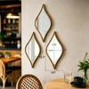 Set of 3 Rustic Small Tear Drop Mirror Wall Decor 6 X 15 Inch Distressed White