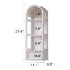 31" Tall Rustic Arched 3 Shelf White Wall Storage Cabinet with Drawer
