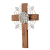 Rustic Crosses Wall Decor with Metal Floral, Handmade Distressed