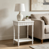 White Wood End Table, Farmhouse Modern Narrow Side Table, 25 × 33"