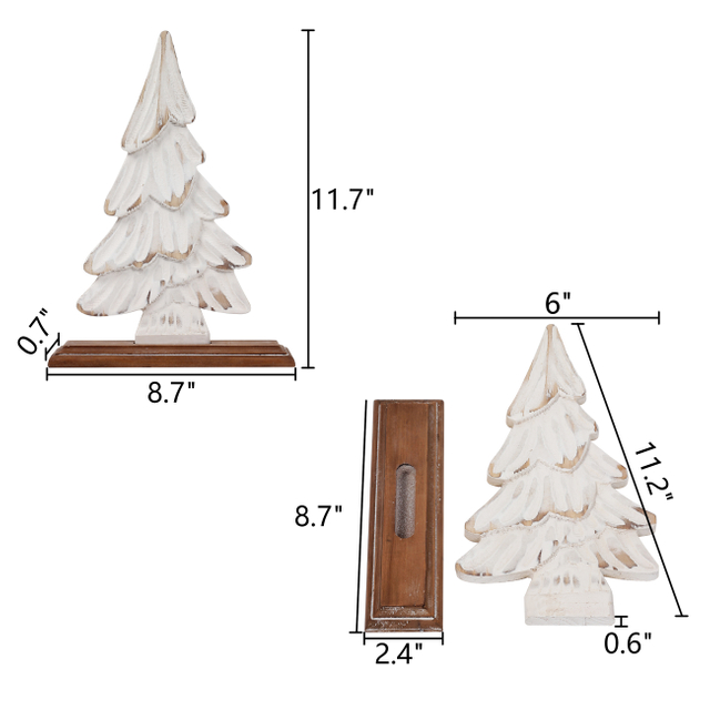 Farmhouse Mini White Tabletop Christmas Tree 11 inch