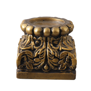 Vintage Gold Pedestal Stand for Display, 5" H Resin Decorative Riser Base
