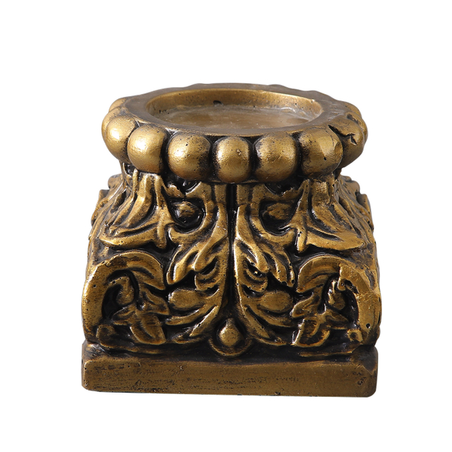 Vintage Gold Pedestal Stand for Display, 5" H Resin Decorative Riser Base