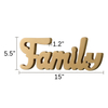 Vintage Gold Wooden Family Sign for Shelf 15 Inches
