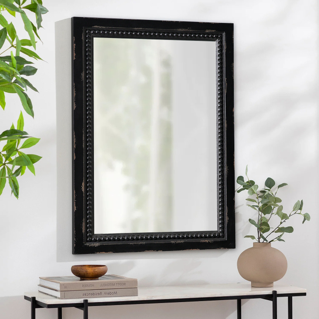 Rustic Black Mirrors with Bead Decor 29 x 20 Inches