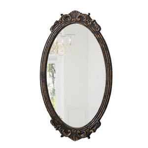 Antique Baroque Oval Mirror for Wall 30 X 18 Inch, Black