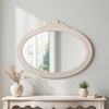 Vintage Oval Mirror, Distressed White 24 X 30 Inch
