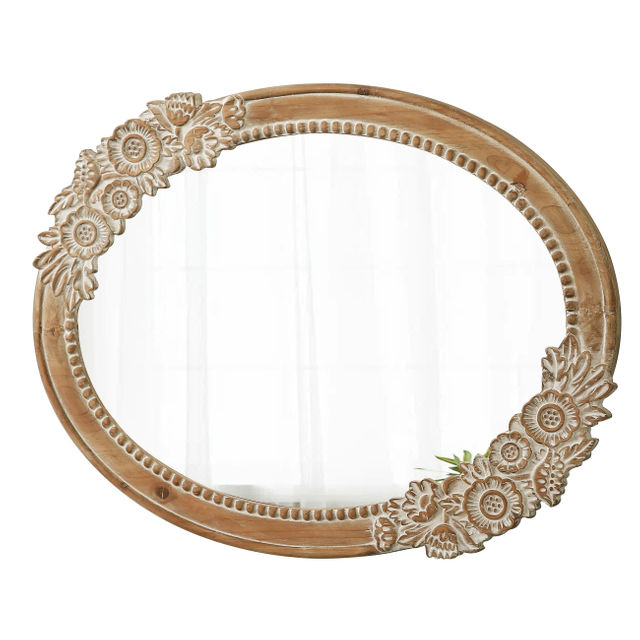Rustic Oval Mirror 30 x 23 inch, Handmade Distressed White