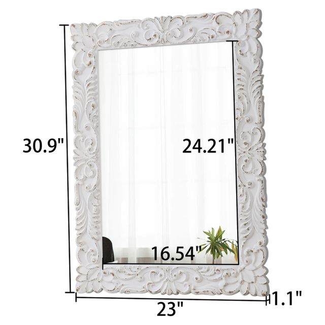 Vintage Floral Rectangle Mirrors for Wall 31 X 23 Inch