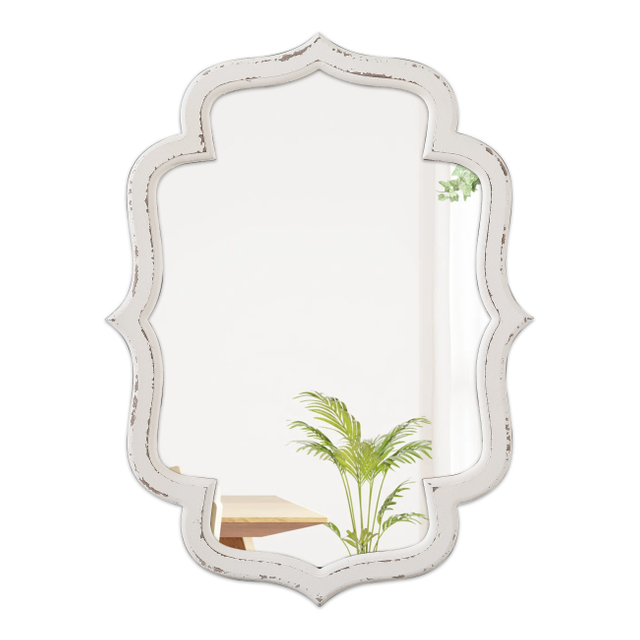 Rustic Scalloped Oval Mirrors 18 X 24 Inch, Wood Frame
