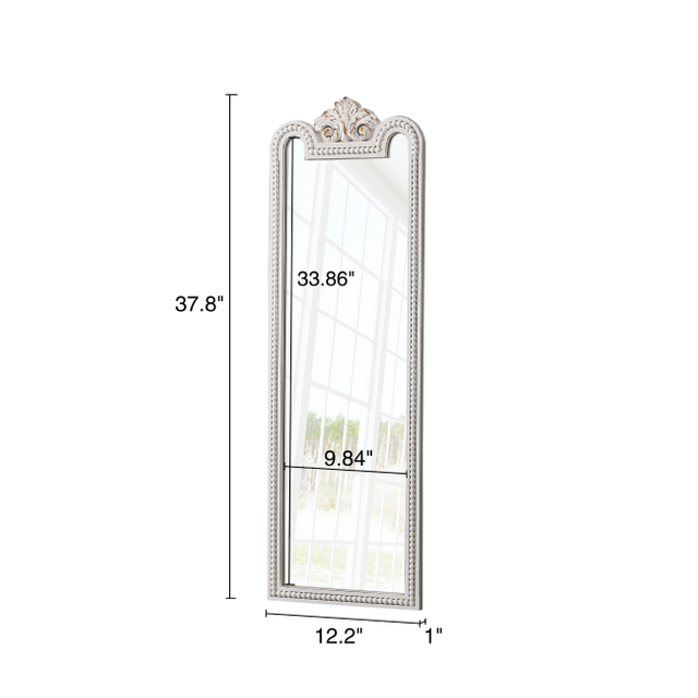 Vintage Long Wall Mirror Decorative 12 X 38 Inch, Distressed White
