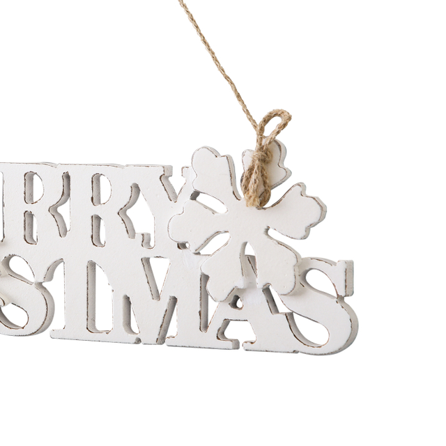Rustic Merry Christmas Sign for Front Door, Distressed White