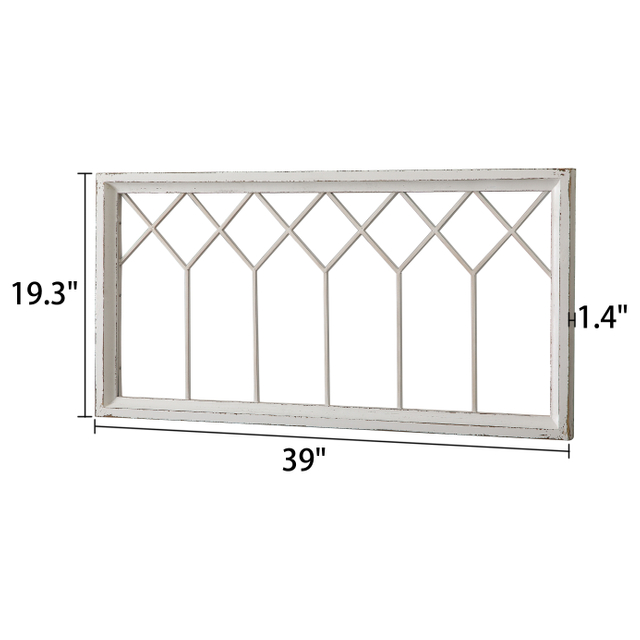 Rustic Window Frame Wall Decor 19 X 39 Inches, Distressed White