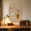 Linen Bulletin Board Rattan Frame, 20x30 Scalloped Woven Pinboard