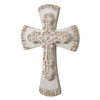 Rustic Wooden Cross for Wall, Handmade Distressed White Crucifix 11" Tall