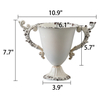 Shabby Chic White Urn Vases for Table, Small Metal Flower Vase 8" H