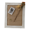 Whitewash Framed Small Bulletin Board With 3 Hemp Ropes