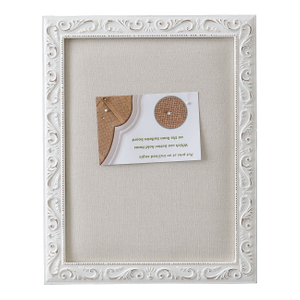 Small Linen Bulletin Board - White Wood Framed Memo Board