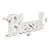Rustic White Wooden Blessed Sign 15 Inch, Distressed Finish