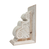 1 Pair Rustic Handmade Distressed White Wood Bookends, Carved Pattern