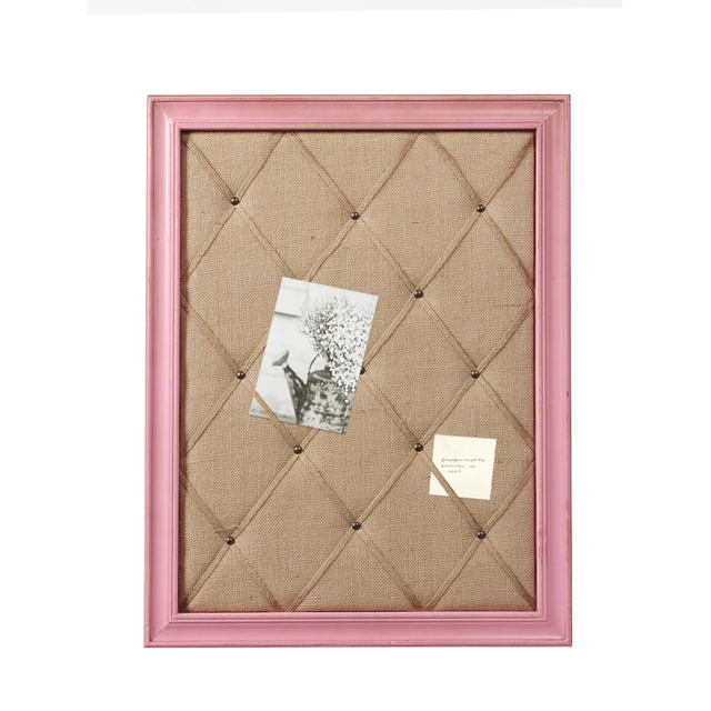 Pink Bulletin Board Fabric Pin Board, 21"×27" Vision Board, Wood Frame