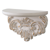 European Floating Wood Shelf, 10 inch Long White Distressed Shelving Wall Mounted for Small Spaces