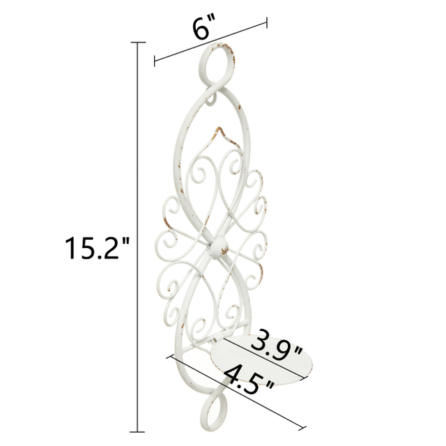 Wall Candle Holders Set of 2, Metal Scroll White Wall Candle Sconces