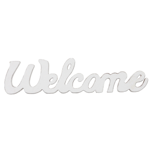 Rustic Wooden Outdoor Welcome Sign for Front Door 15", White
