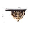 Distressed Black and Gold Floating Shelves Wood, 12" Long Wall Shelving Display for Bathroom Bedroom, French Country Country Decor Hanging Shelf for Vases Candles Books, Scrollwork Bracket