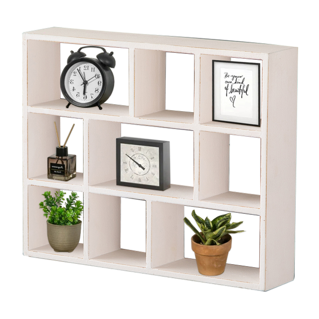 Wood White Shadow Box Frame with Shelves