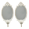 Rustic White Mirrored Wall Candle Sconces Set of Two, Handmade Distressed