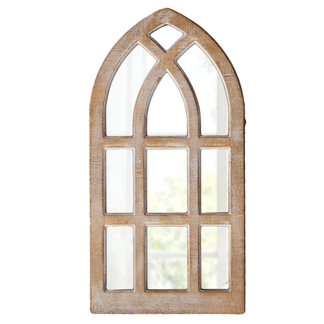 Small Rustic Arched Window Mirrors for Wall Decor 8 X 16 Inch